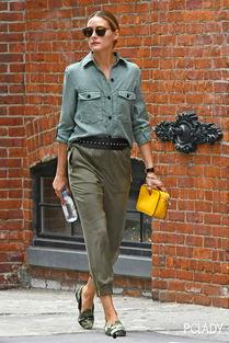 明星军绿色街拍,明星街头演绎时尚军装潮流